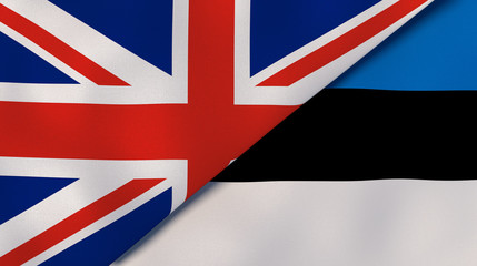 The flags of United Kingdom and Estonia. News, reportage, business background. 3d illustration