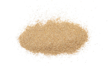 Bunch of grass seeds with several different sorts and therefore sizes and shapes on a white background