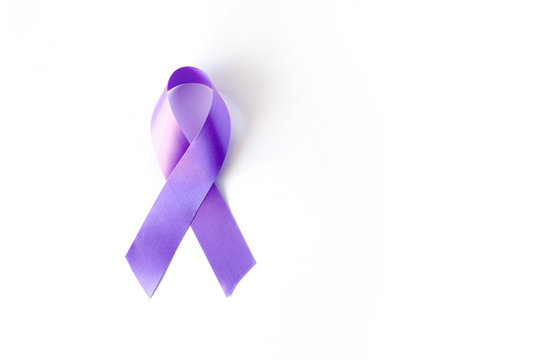 Purple violet symbolic ribbon - the problem of problem of lupus, Alzheimer's, sarcoidosis. On a White background