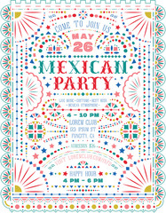 Mexican party announce poster template.