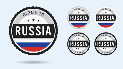 Fototapeta premium Made in Russia. Set of labels and badges. Merchandise tag with Russian flag.