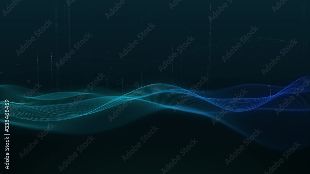 Poster beautiful abstract wave technology digital network background with blue light digital effect corpora