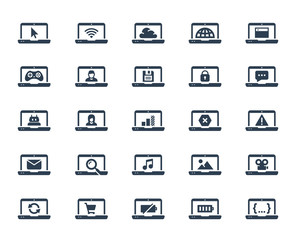 Laptop Related Vector Icon Set in Glyph Style