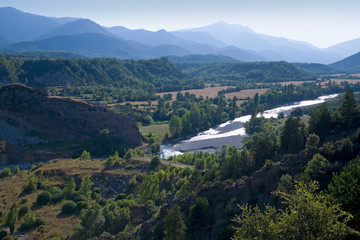 Naklejka na ściany i meble The Ara Valley, in Aragon, in the Pyrenees Mountains, Province of Huesca, Spain