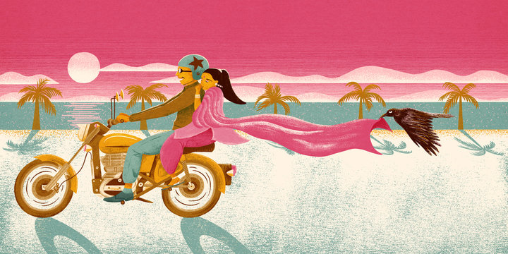 Lovers in a beautiful summer sunset