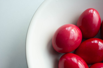 Home painted traditional red easter eggs