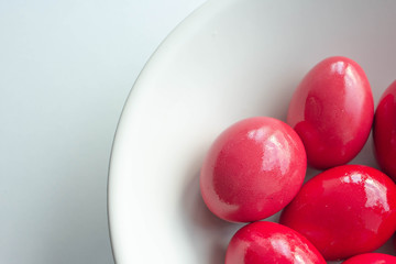 Home painted traditional red easter eggs