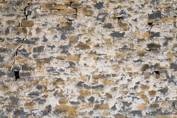 Stone wall of Casa de San Martin Inn, in Aragon, in the Pyrenees Mountains, Province of Huesca, Spain