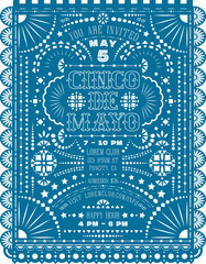 Cinco De Mayo announcing poster with paper cut design.