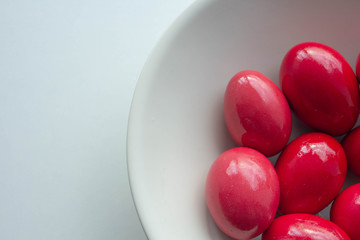 Home painted traditional red easter eggs