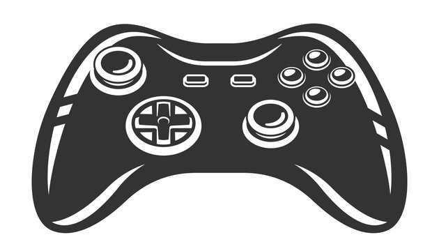 Silhouette Of Gamepad, Video Game Controller Isolated On White Background