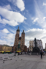 Naklejka na ściany i meble St. Mary's Basilica in main market square in Krakow (Poland)