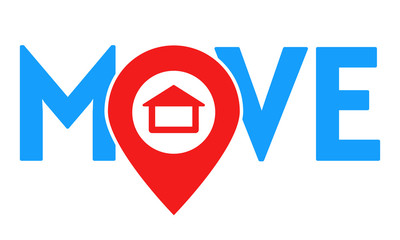 Move House Logo. Red Home Location Icon