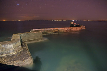 Zig Zag pier, St Monans, at night	