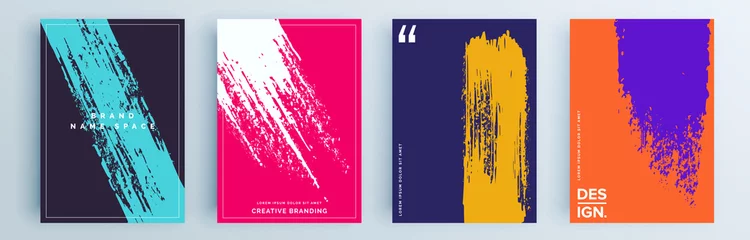 Gordijnen Modern abstract covers set, minimal covers design. Colorful geometric background, vector illustration. © Lepusinensis