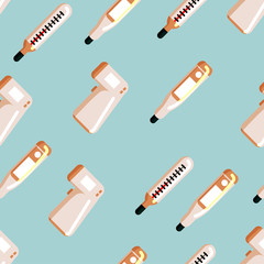 seamless background with thermometers for measuring the temperature of different types