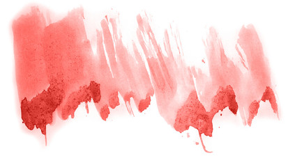 Abstract watercolor background hand-drawn on paper. Volumetric smoke elements. Red color. For design, web, card, text, decoration, surfaces.
