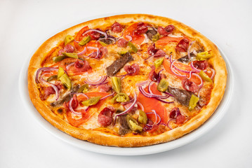 pizza on the white background