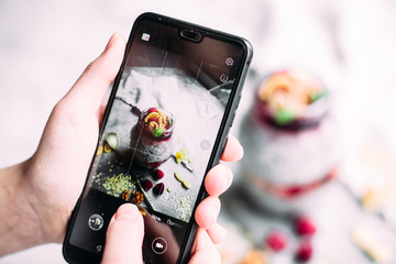 Photo of food on smartphone