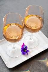 French rose wine from Provence in two glasses in sunny day