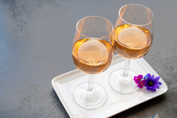 French rose wine from Provence in two glasses in sunny day