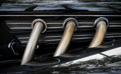 exhaust pipes on oldtimer car