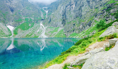 Naklejka na ściany i meble Europe Poland Mountains Tatry Black pond blue 