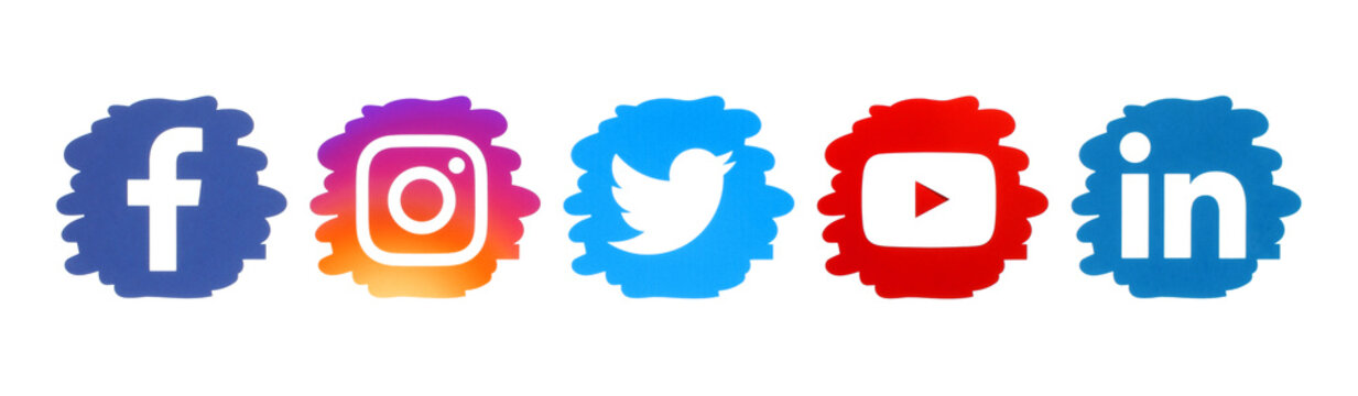 Set of social media icons in drop form