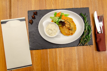 pumpkin pancakes on a white plate