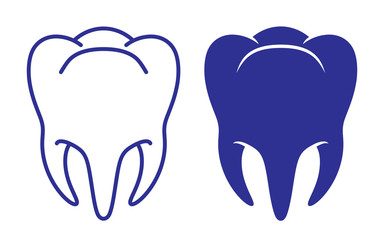 Human Tooth Silhouettes in Glyph and Outline Styles on a White Background