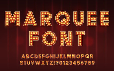 Retro Cinema or Theater Shows Marquee Font for Dark Background - obrazy, fototapety, plakaty
