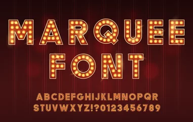 Zelfklevend behang Retro compositie Retro Cinema or Theater Shows Marquee Font for Dark Background