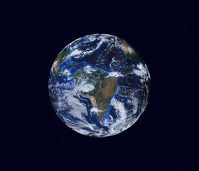 Earth globe, view of the continent of South America. Map furnished by NASA