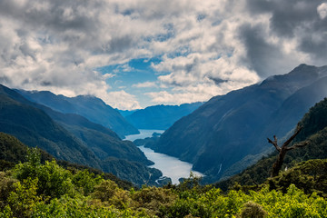 Obraz premium View of Doubtful Sound from Wilmont Pass, South Island, New Zealand
