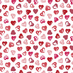 Grunge Hearts seamless pattern. Love. Valentine's Day background.
