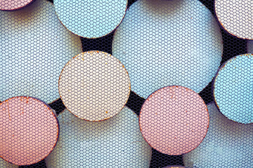 Vintage pastel colored circular ceiling lamps from 1960s