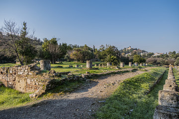 Ruins of Agora of Athens (since V century BCE) - an archaeological site located beneath the...