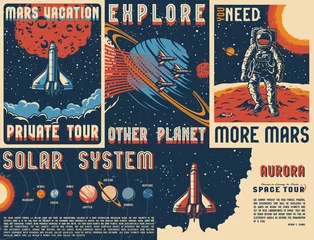  Vintage space posters set © DGIM studio