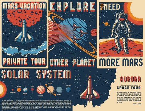 Vintage space posters set