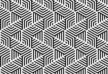 Abstract geometric pattern with stripes, lines. Seamless vector background. White and black ornament. Simple lattice graphic design