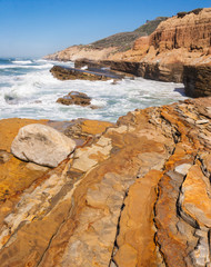 Red Sandstone Cliffs on  The Pacific Coast, Point Loma, Cabrillo National Monument, California, USA