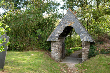 Entrance to the churchyard of the St Michaels´s Church in Rock, northern Cornwall, UK