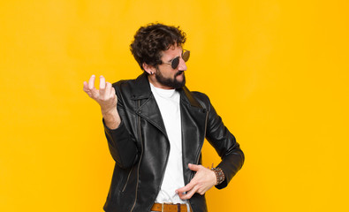 young handsome musician man. rock and roll concept