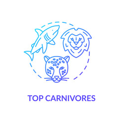 Top carnivores concept icon. Wild animals. Food chain apex predators. Marine and land ecosystems idea thin line illustration. Vector isolated outline RGB color drawing