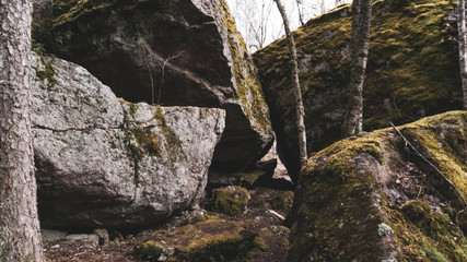 Rocky forest at the place called Devils nest in Turku, Finland.