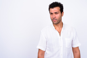 Fototapeta premium Portrait of stressed Turkish man looking away