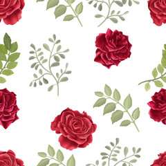 beautiful and elegant flower and leaves vector seamless pattern 