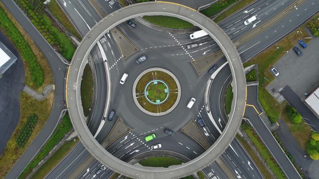 Roundabout seen from above, drone stock footage by DroneRune