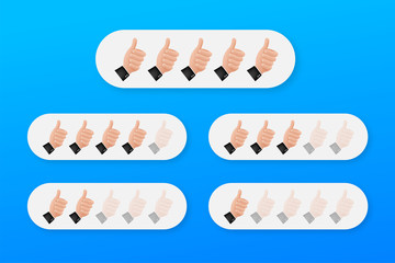 Thumbs up. Customer evaluation. Customer review rating. Vector stock illustration.