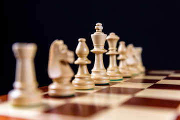 white chess pieces without pawns